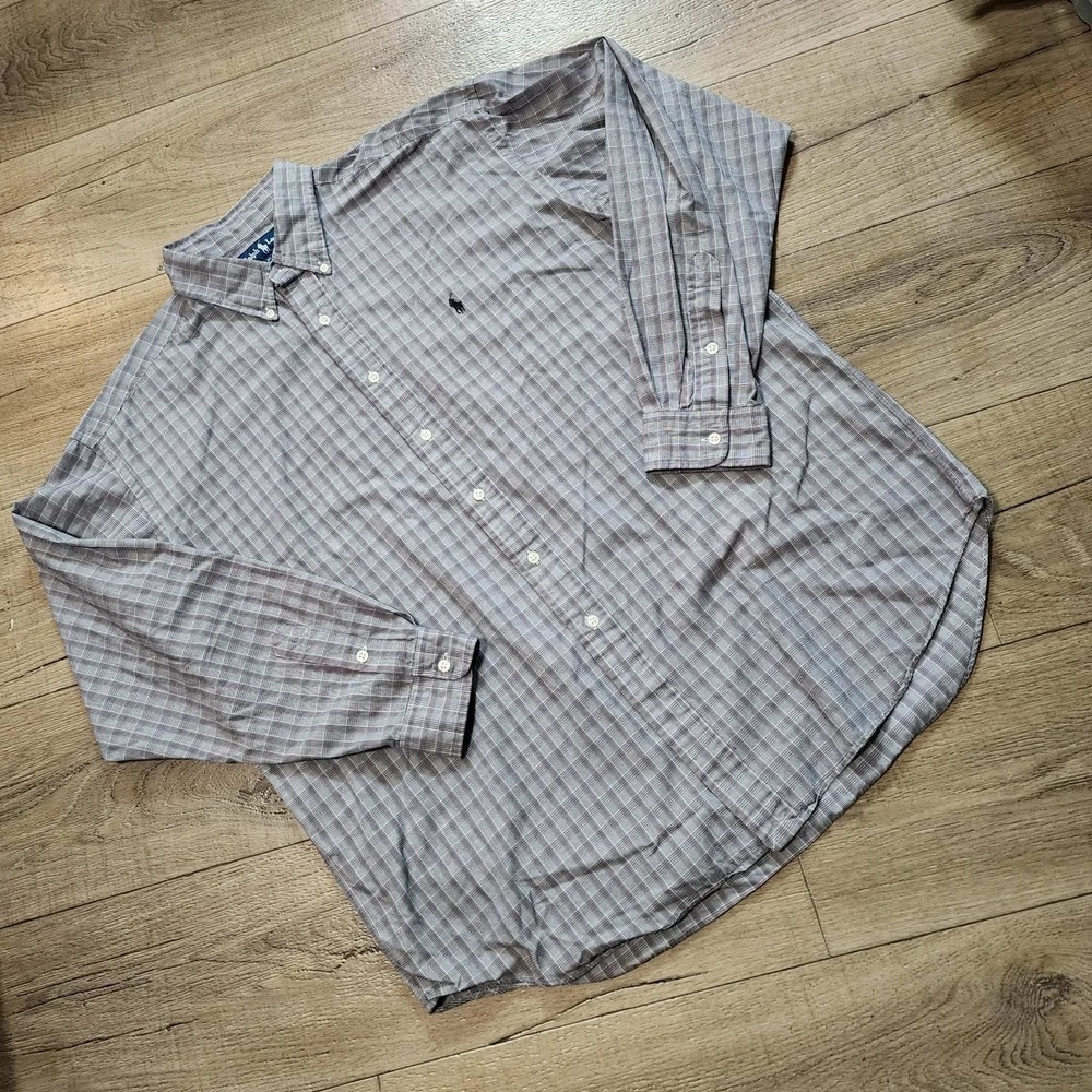 Polo Ralph Lauren Blake Mens XL Grey Plaid Two-Ply Cotton Button Down Shirt